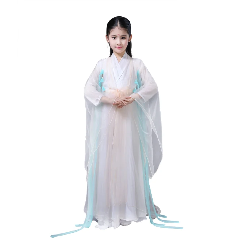 Китайская одежда ханьфу платье Дети Традиционный китайский Тан древний костюм классические сказочные костюмы для девочек шифоновая одежда Cosplsy DN2116