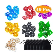 7 x 7 (49 Pieces) Polyhedral Dice with Pouches for Dungeons and Dragons DND RPG MTG D20 D12 D10 D8 D4