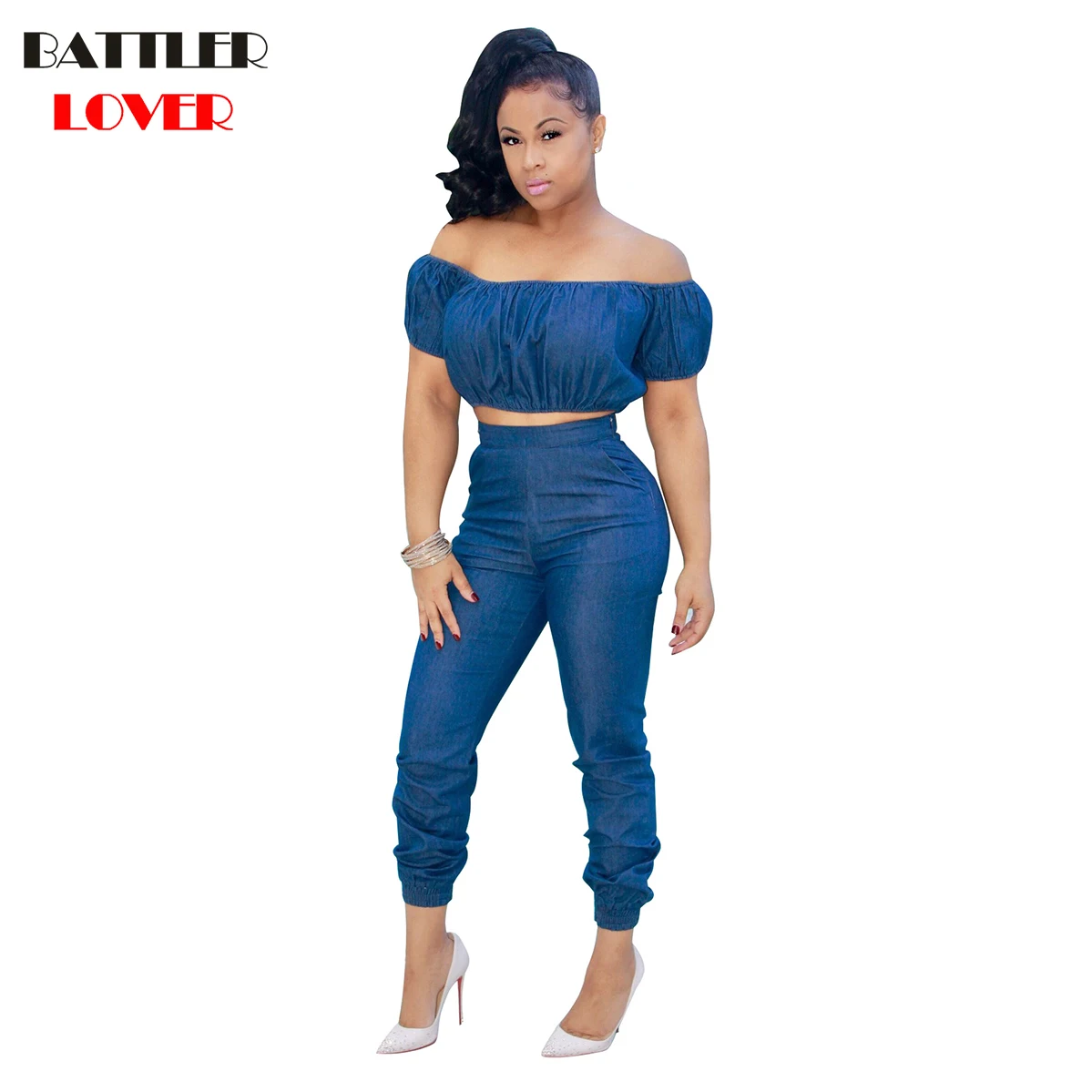 2018 Women Two Piece Outfits Women Jean Set Two Piece Set Summer for Womens Womens Denim Tracksuit Chandal Mujer Completo Pant
