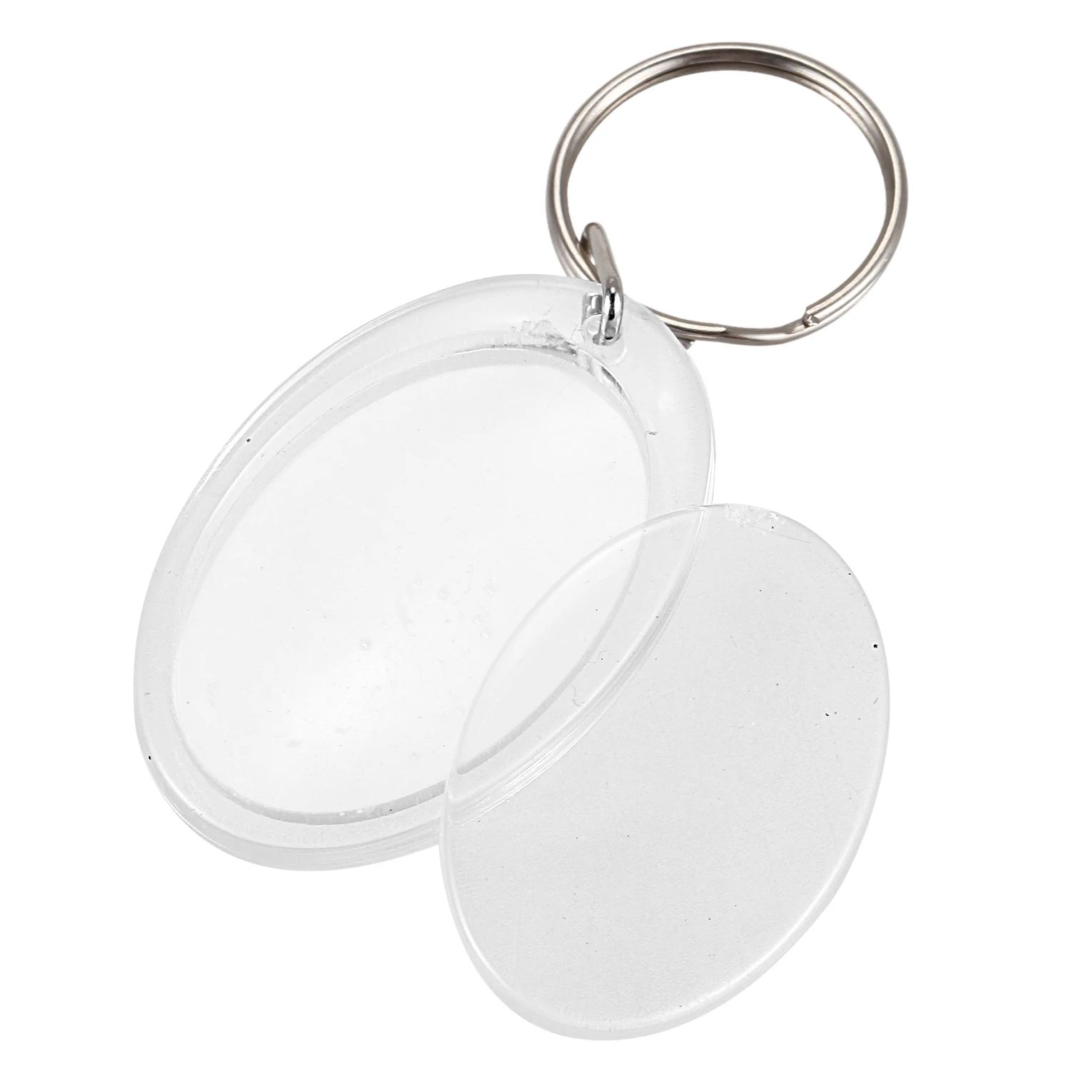 Keychain Detachable Key Ring DIY Oval Blank Photo Frame 3.4 x 5cmin