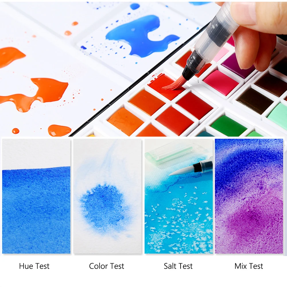 Online 48 farben Solide Aquarell Malen Set Metall Box Wasser Farbe Malerei Pigment Tasche Größe Mit Metall Ring Für Künstler Kunst liefert