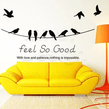 

Art new design home decor Vinyl love words wall stickers removable PVC house decoration animal swallows birds decals in rooms