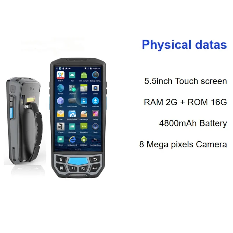 КПК сканер штрих кода для andorid 5 0 ''сенсорный экран ручной NFC rfid считыватель android