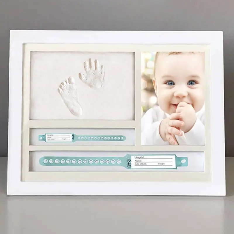 Newborn Hand and Foot Prints Print Mud Photo Frame One Year Old Baby Infants Gifts Commemorative Table Decoration Frames