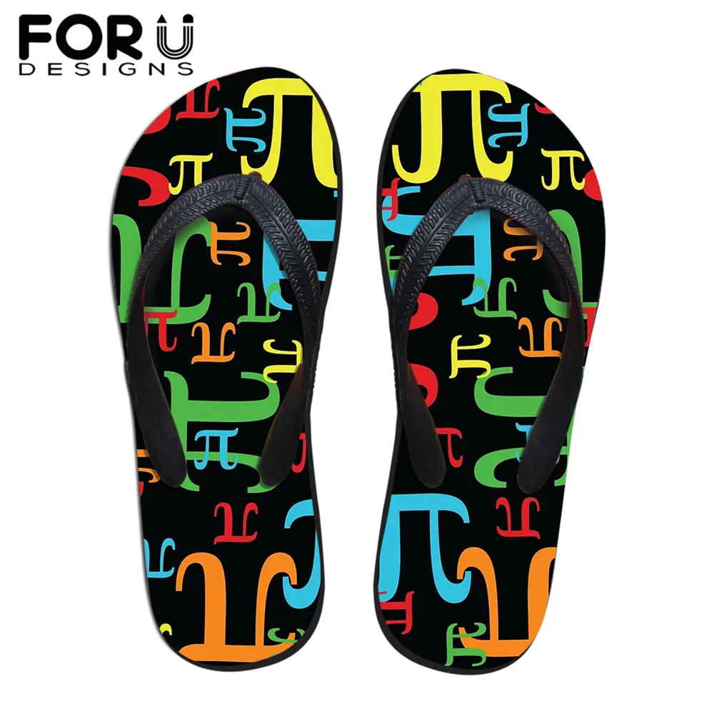 

FORUDESIGNS 2019 Summer Women's Beach Light Slippers Pieces of Pi Prints Casual Ladies Indoor Home Flip Flops Zapatos De Mujer