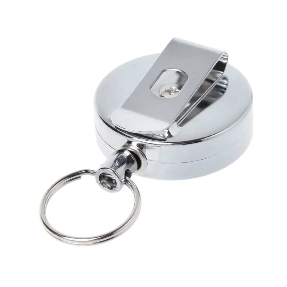 Stainless Steel Retractable Key Recoil Ring Pull Key Chain Belt Clip