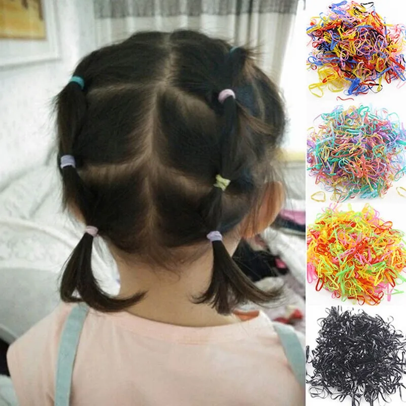 200pcs Small Rubber Children Hair Bands Colorful Assorted Band Gigh Elastic Hair One-time Band Wholesale Children Hair Accessory