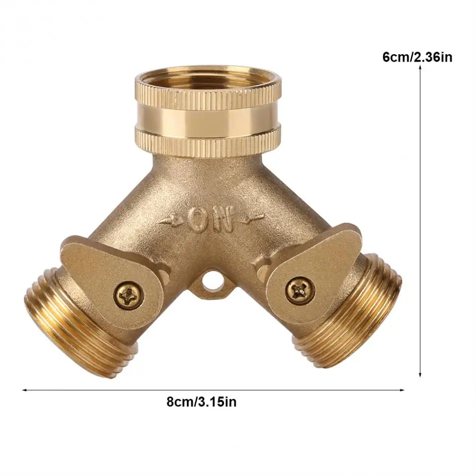 Распределительное устройство поливного шланга 3/4 дюймов Латунь 2-ходовой клапан разветвитель шланга трубы кран разъемы для орошения сада 2