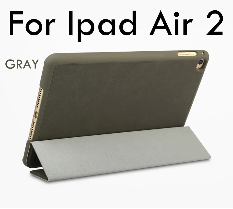 Чехол для iPad Air 2 Air 1 магнитный матовый кожаный умный чехол для iPad Air Чехол подставка флип Пробуждение/сон для iPad A1566 A1567 A1474 - Color: Gray for Air 2