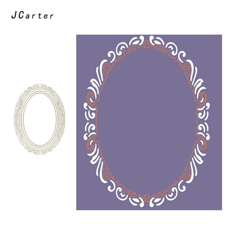

JC Metal Cutting Dies Craft Cut Die Stencil Lace Oval Edge Background Frame Scrapbook DIY Handmade Album Paper Cards Decor Dies
