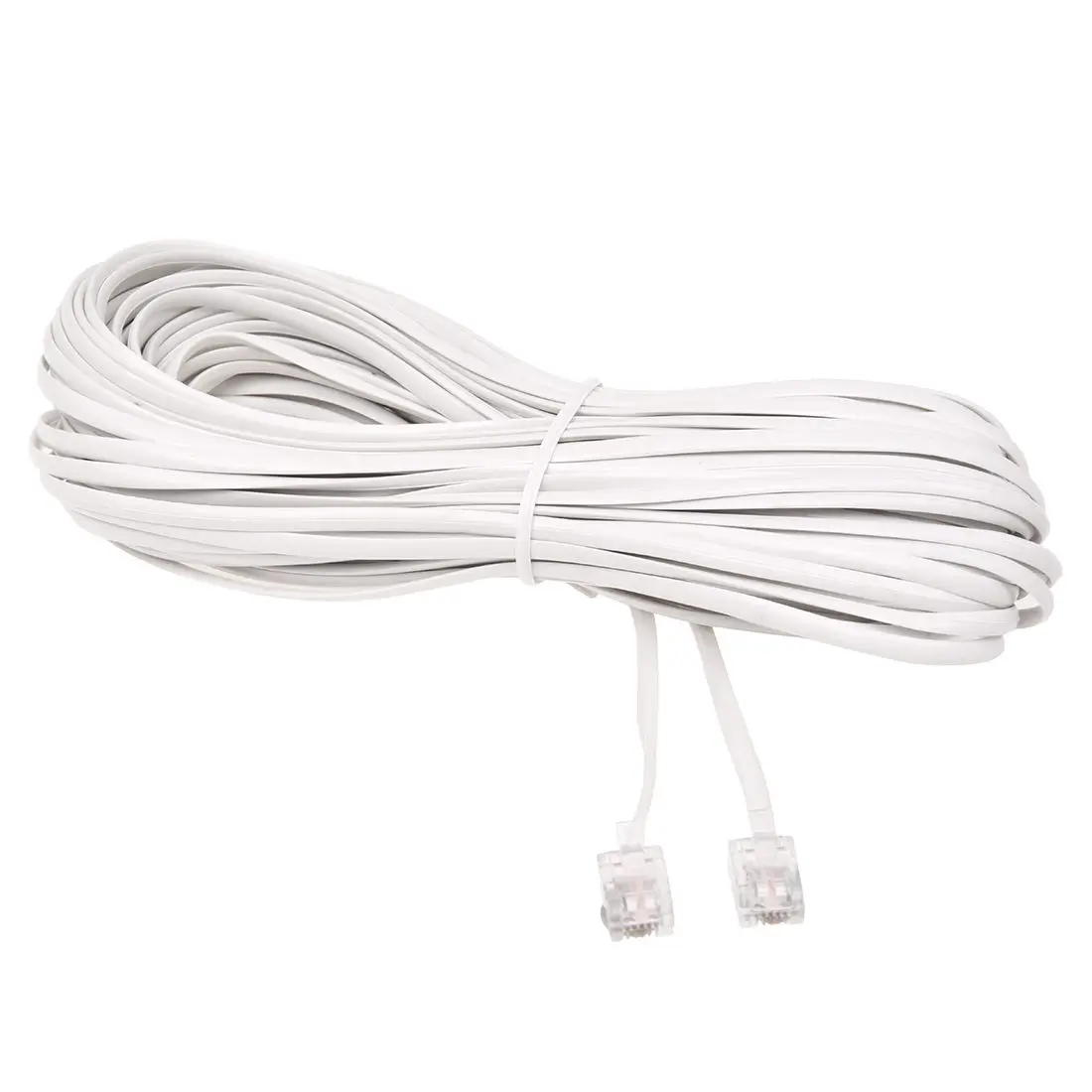 

White Male 6P2C RJ11 Plug Telephone Fax Modem Line Cable, 14M for Landline Telephone