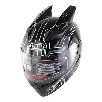 

Dot Flip Up Helmet Motorcycle Skull Helmets Motorbike Capacete Moto Casco Bull Horn Gift