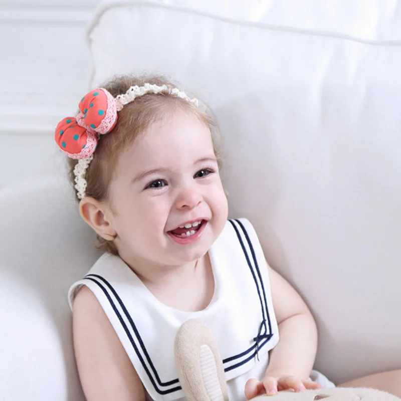 2Bowknot Bag Baby Girl Headbands Elastic Comfortable Kids Hair Band Headdress Dress Up Sweet Lace Colorful Headwear for Infant Toddler