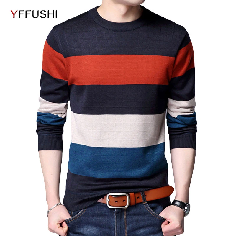 YFFUSHI Men's Wool Sweater Pullovers Long Sleeve Slim Fit Knitting Warm Sweaters For Men Fashion Male Woolen | Мужская одежда