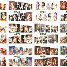 12 листов/партия, A973-984 для ногтей, с изображением мультяшных девушек, полное покрытие для ногтей, водные обертывания, наклейка для ногтей(12 видов конструкций в 1