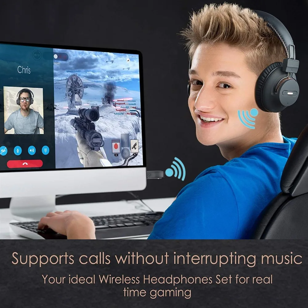 Avantree DG59 (M) auriculares inalámbricos para juegos micrófono y Bluetooth transmisor de Audio US