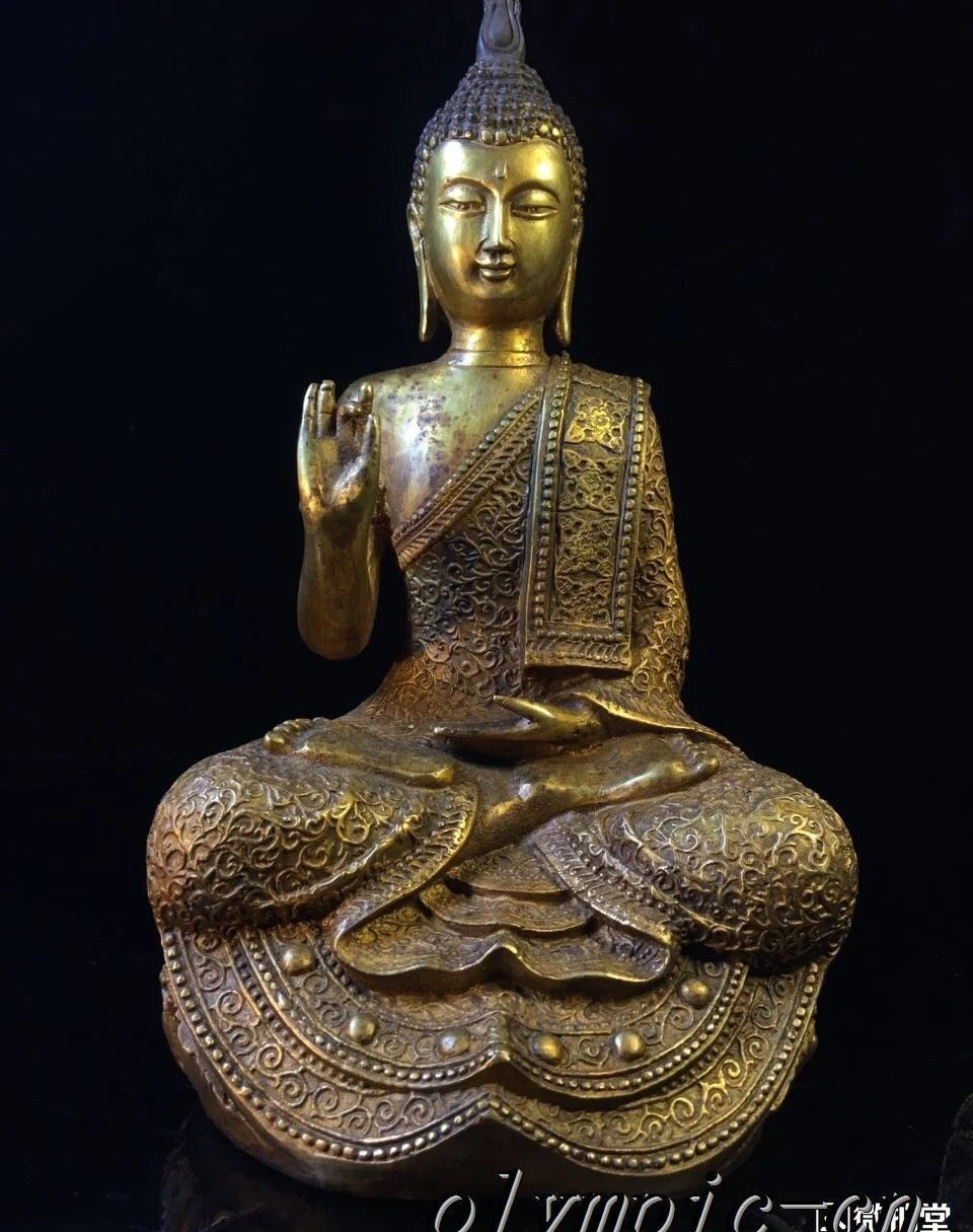 

11'' Thai bronze gold plating buddhism seated Sakyamuni Gautama Vairocana budd