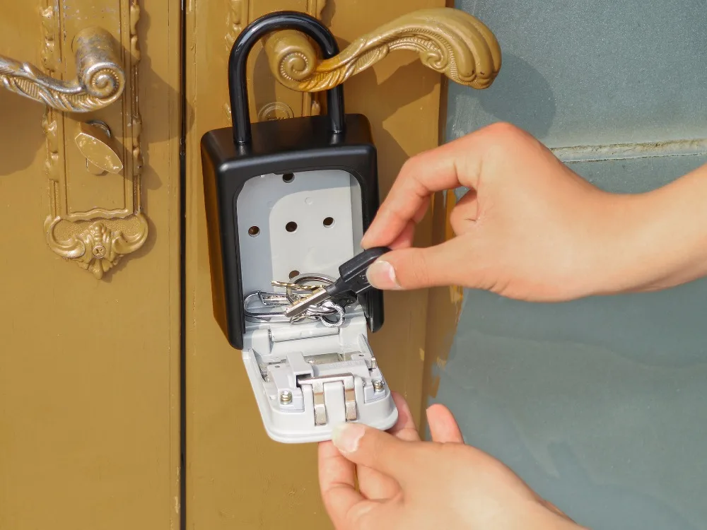 Открытый сейф с ключом ключи коробка для хранения замок применение четыре паролем сплав Материал ключи крюк безопасности организатор коробки