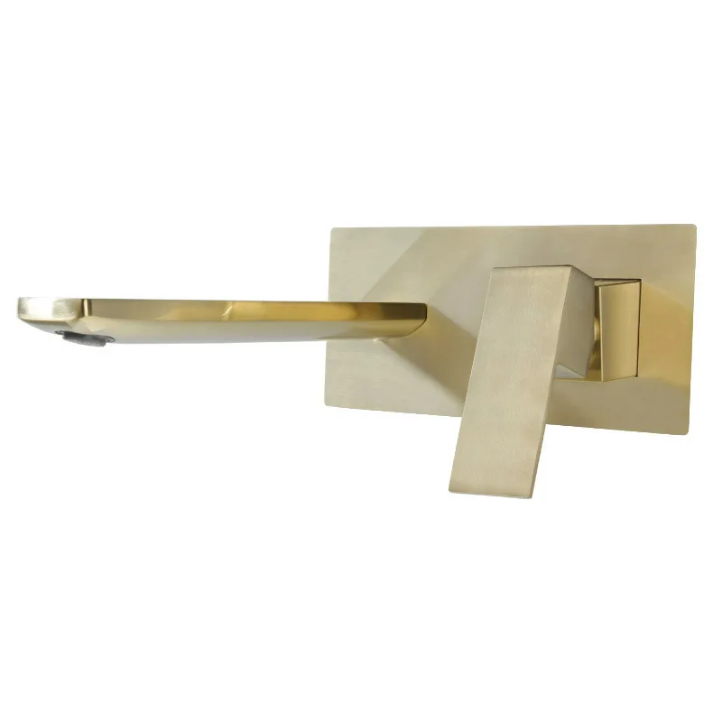 Настенный матовый золотой Латунный кран для ванной комнаты с одной ручкой смеситель для раковины горячей и холодной воды