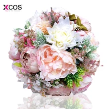 Шелковый Свадебный букет свадебных цветов букет на память Свадебный букет Коралловая Роза и розовый свадебный букет гортензии