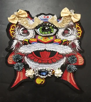 

stripes on clothes lion rhinestone beaded crystal sequins patche applique sewing on patch Clothing accessories