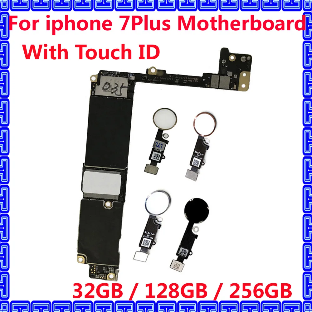 

Original IOS System logic board for iphone 7 Plus 7Plus 32GB 128GB 256GB unlocked motherboard with / without touch ID mainboard