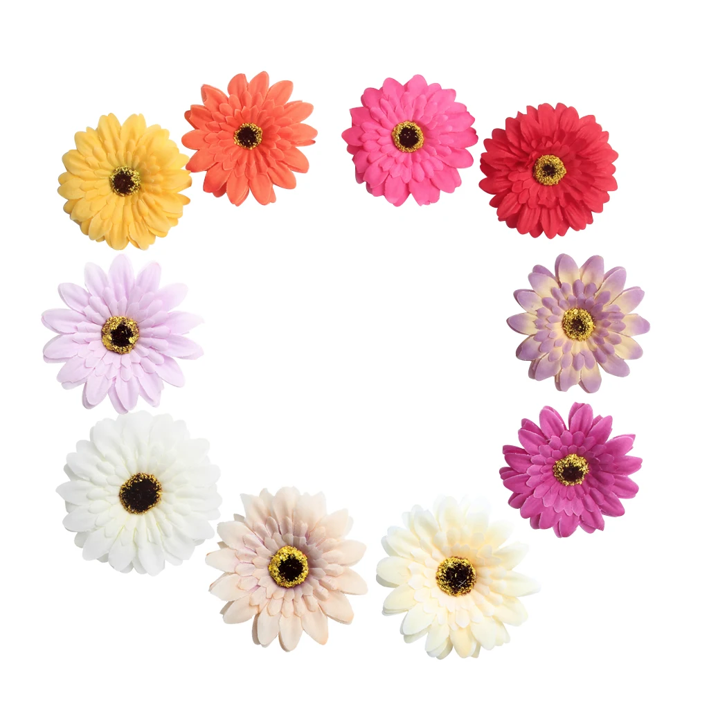 10pcs 7cm Artificial Daisy Flowers Heads DIY Road led Wedding Wall Decor Wreath