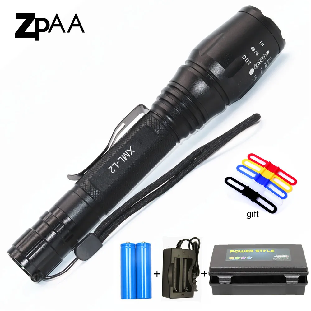 

LED Tactical Flashlight Torch 7000LM XM-L2 T6 Zoomable LED Flash Light For 2x18650 batteries Aluminum Bicycle Flashlights