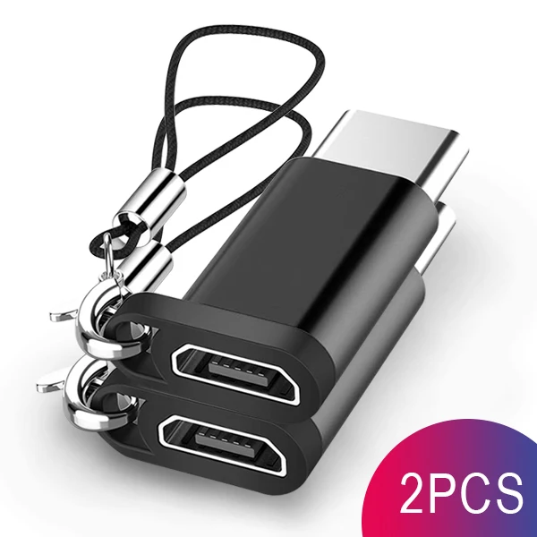 ACCEZZ 2 шт./лот Тип C адаптер штекер Micro USB кабель для huawei samsung Xiaomi LG htc планшет быстрая зарядка данных OTG разъем - Цвет: 2PC Black