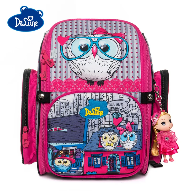 

Delune New 3D Owl Pattern School Bags For Girls Boys Cartoon Backpacks Children Orthopedic Backpack Student Bag Mochila Infantil