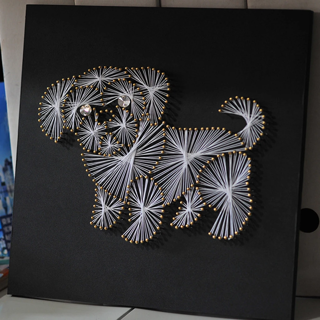 Diy Kerajinan String Art Kits Hewan Lucu Anjing Pola Lukisan Untuk
