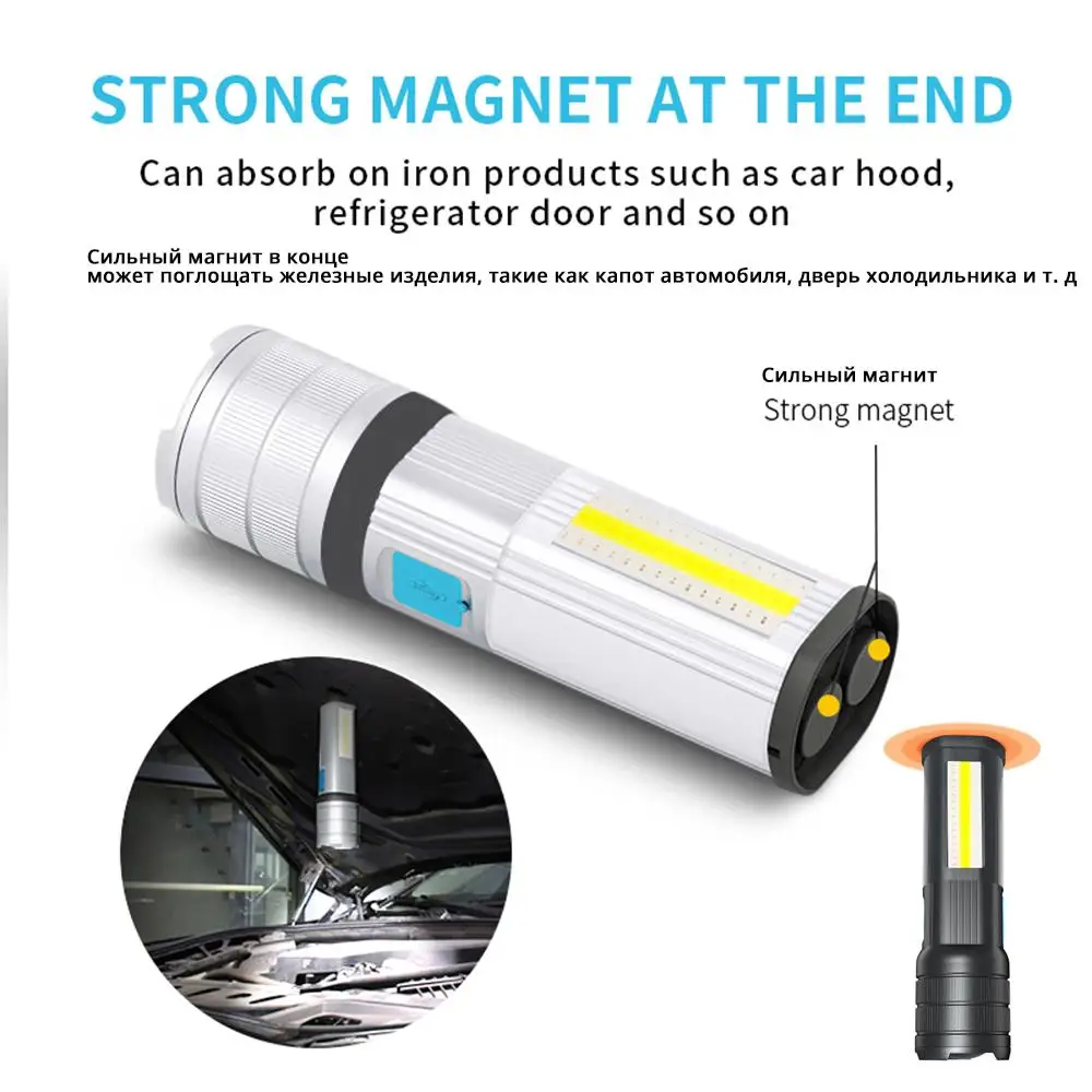 Высококлассный светодиодный светильник-вспышка COB походный светильник мобильный мощный двухсторонний светильник перезаряжаемый супер яркий фонарь с магнитом