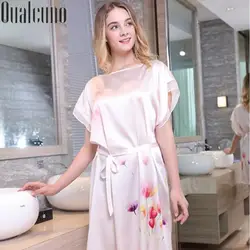 Женские шелковые ночные рубашки женские розовый шелк sleepingdress для летом М-XXL