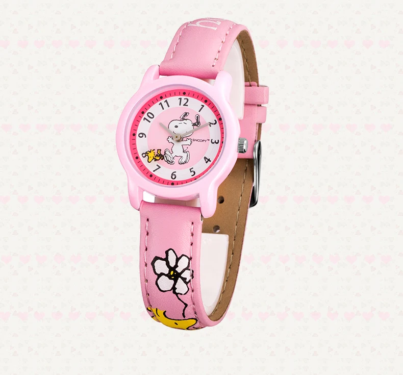 Snoopy Часы повседневные детские часы модные кварцевые наручные часы для девочек часы женские часы водонепроницаемые милые кожаные часы