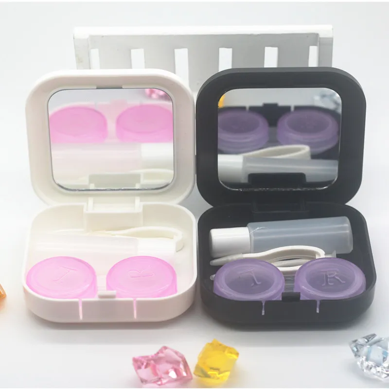 LIUSVENTINA мягкий резиновый чехол для контактных линз с рисунком стежка с зеркальной коробкой контейнер для контактных линз подарок для девочек