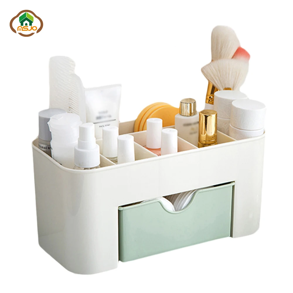  Msjo Makeup Box Organizer Jewelry Necklace Nail Polish Earring Plastic Storage Box Home Desktop Org