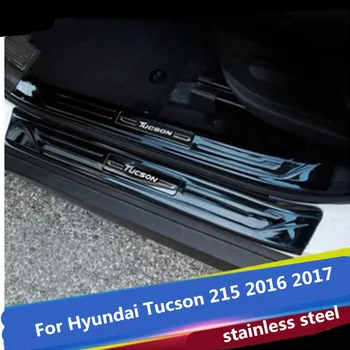 

304 stainless steel Lengthen Scuff Plate/Door Sill Door Sill pedal bienvenidos 8PCS For Hyundai Tucson 215 2016 2017 Car styling