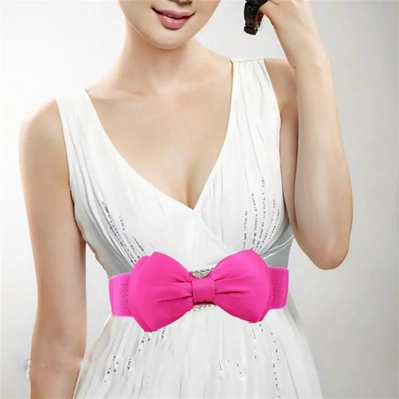 2019 bow-knot Women Fashion Bowknot Waistband Wide Elastic Stretch Waist Belt leather belts for women 40FE0119