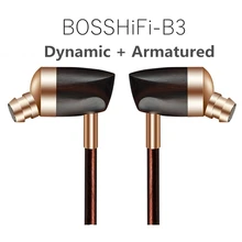 BOSSHIFI B3 наушники-вкладыши с динамическим и сбалансированным арматурным приводом Ebony деревянные наушники HiFi наушники Fone de ouvido Auriculares