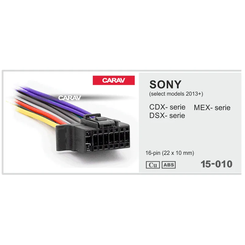 

Carav 15-010 Car ISO Harness Head Cable for SONY CDX-; DSX-; MEX-series Stereo Radio Wire Adapter Plug Wiring Connector Cable