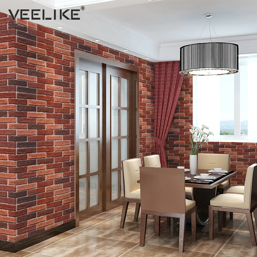 

Brick Stone Self adhesive Wallpaper Sticker Vintage PVC Vinyl Waterproof Wall Stickers Living Room Backdrop Bedroom Home Decor