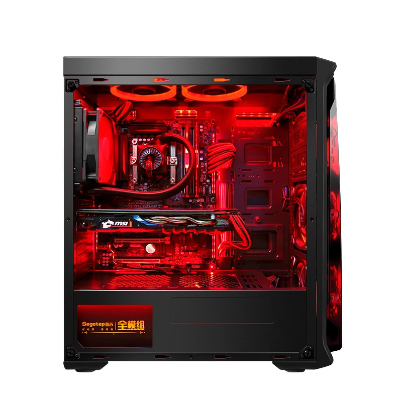 GETWORTH R35 High End Gaming Desktop Computer Desk I7 8700k 1060 240G SSD 8G RAM Z370 Brand New Red Series PC Water Cooling