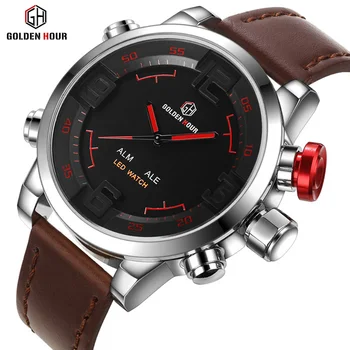 

GOLDENHOUR Men Watches Top Brand Men's Date Waterproof Quartz Watch Male Fashion Military Sport Wristwatch Relogio Masculino