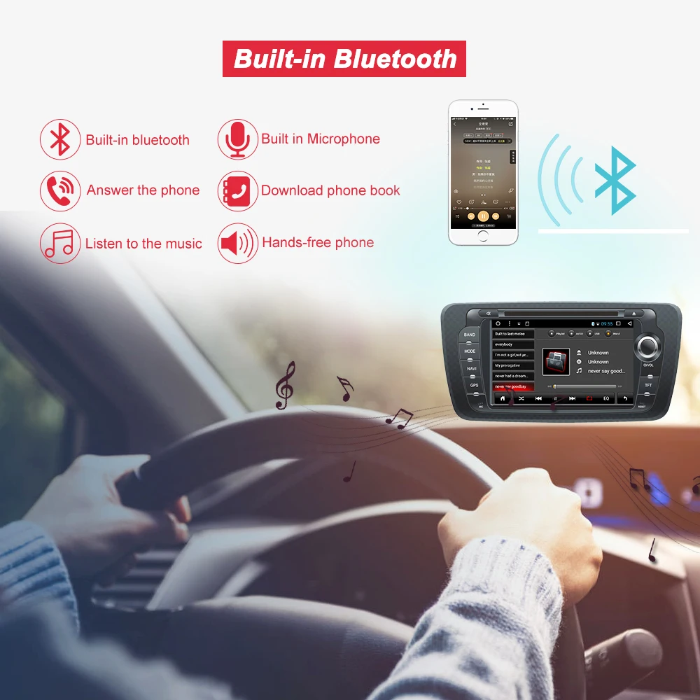 Восьмиядерный T8 Android 7.1.2 2Din автомобильное радио для Seat Ibiza 2009 2013 1024*600 сенсорный