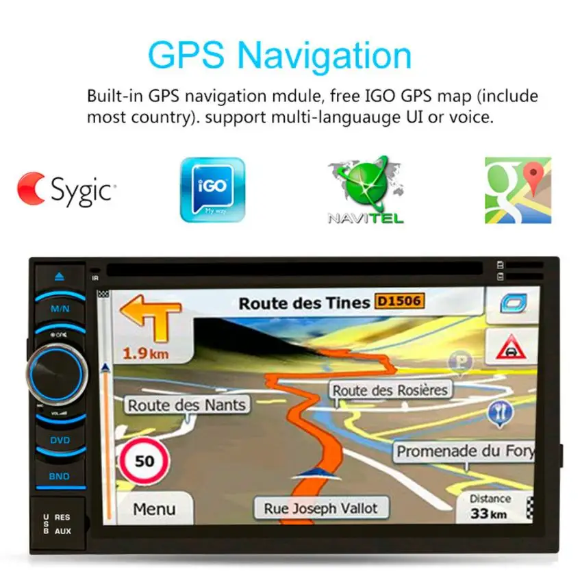 Cheap 6.5 " HD Android Wifi GPS Nav Car In Dash USB/SD/AUX/MP3/CD DVD Player Double DIN FM Radio Bluetooth MIC built in cell phones 7