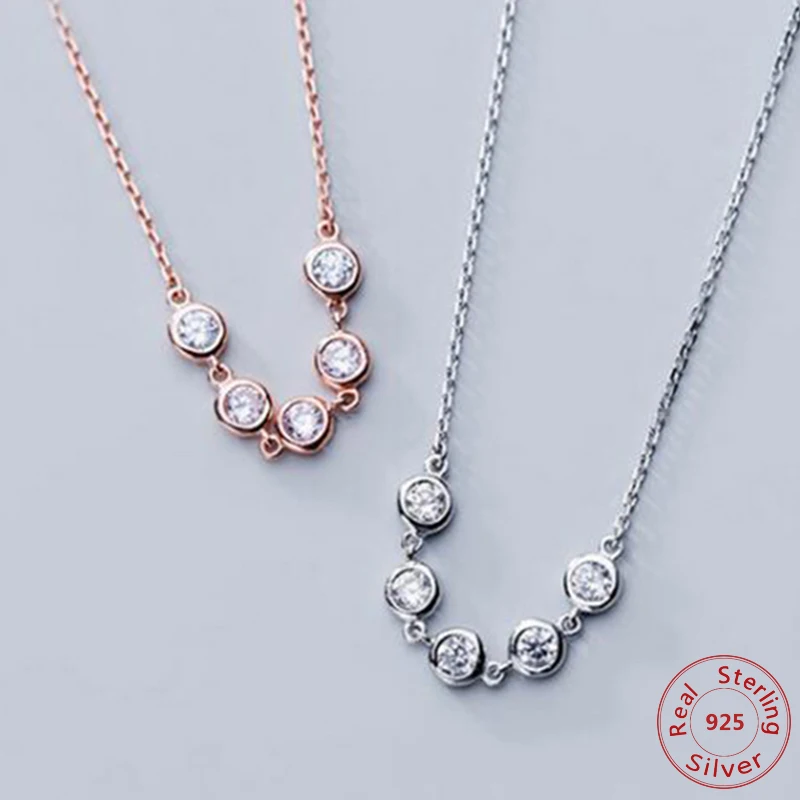 

Personality 925 Sterling Silver Multiple Zircon Circle Necklaces & Pendants for Women CZ Wedding Gifts Statement Choker Necklace