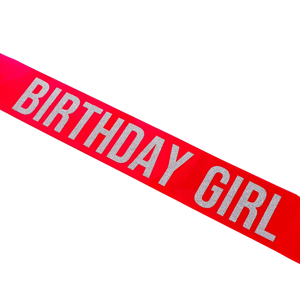 Блестящие буквы на день рождения, атласная розовая лента, ремешок для дня рождения, украшение для вечеринок, подарок