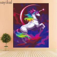 DIY Краска ing по номерам с рамкой абстрактная лошадь животное картина Раскраска по номерам наборы количество масляная краска по номерам Hoom Декор