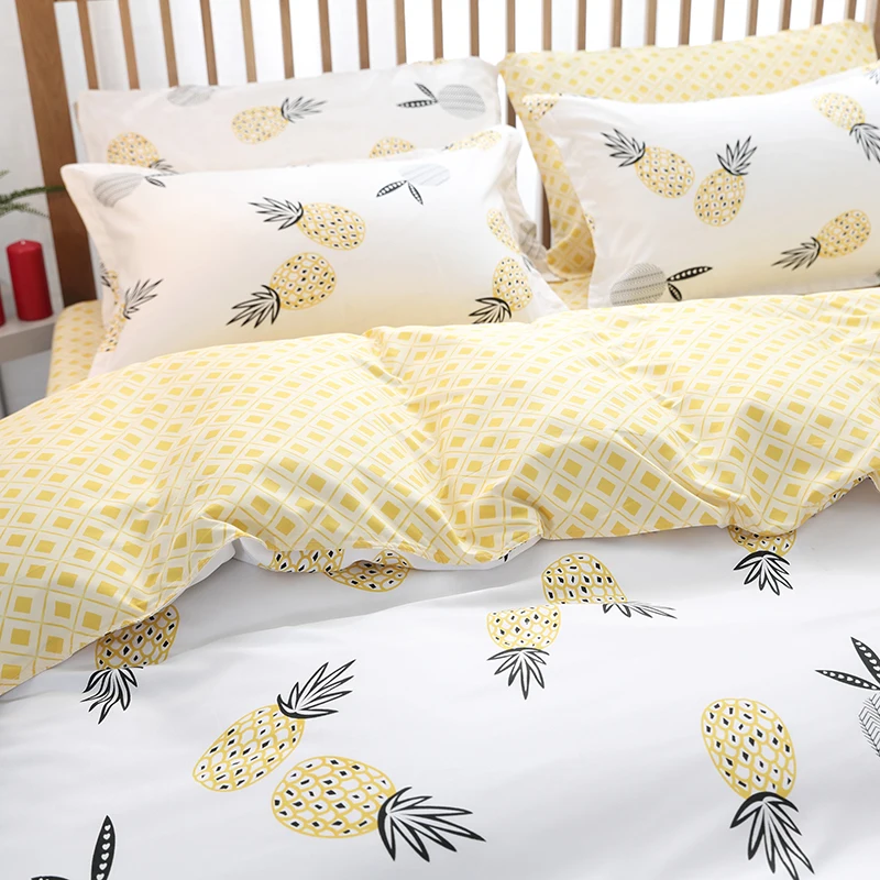 SlowDream مجاميع راحة الفراش الأناناس نمط الزخرفية غرفة نوم الشمال أغطية المنسوجات المنزلية ورقة مسطحة سادات مجموعة