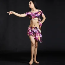 Взрослый Восточный танец живота костюм комплект футболка Топ Юбка Для Женщин Восточный танец живота одежда танцора одежда